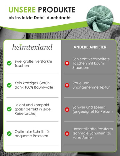 heimtexland ® travel bathrobe waffle pique bathrobe sauna robe Oekotex Type881 - Picture 18 of 60