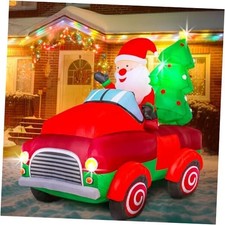 Christmas Inflatable Ourdoor Decorations Santa Claus Driving Car, 6.5FT Blow