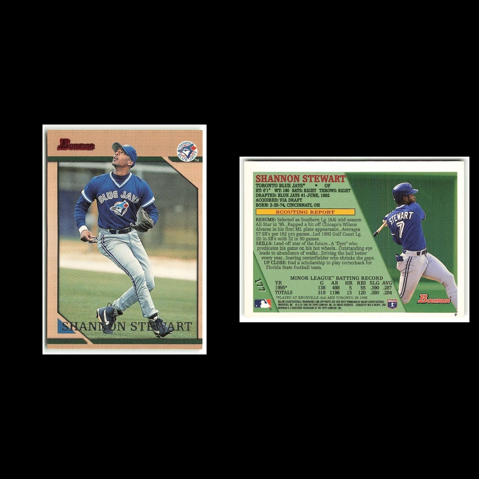 Shannon Stewart Rookie #177 1996 Bowman Toronto Blue Jays Baseball Card MLB NM - Image 3 of 3