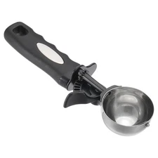 4 Ounce Ice Cream Scoop with Trigger, Portion Cookie Scoop, Silver Black