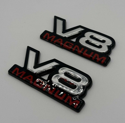 94-01 V8 Magnum Fender Door OEM Nameplate Badge Mopar 1500 Van Emblems