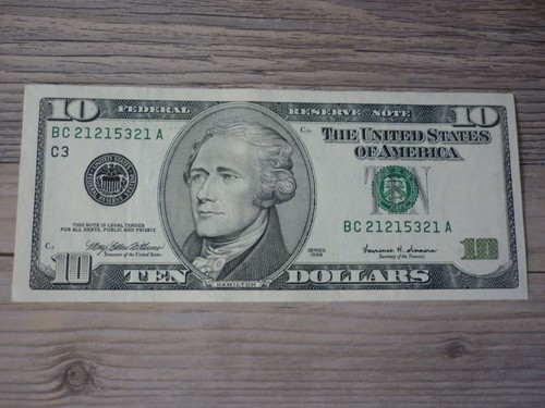 VINTAGE SERIES 1999 $10 DOLLAR BILL FEDERAL RESERVE NOTE FANCY REPEATER 21 - Picture 1 of 2