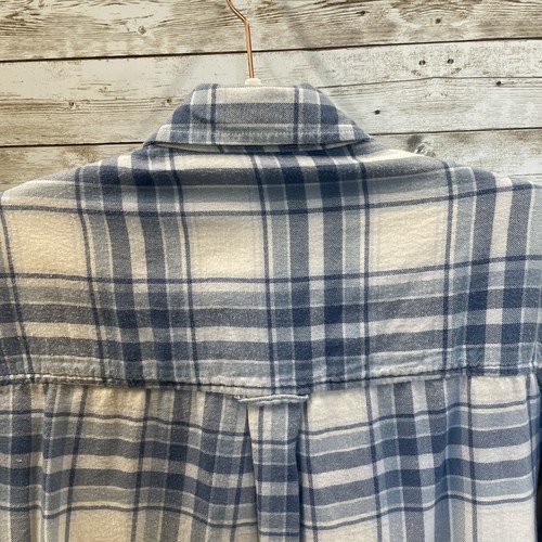 American Eagle Seriously Lived-In Mens XS Shirt Flannel Pearl Snap Blue Plaid - Picture 13 of 13