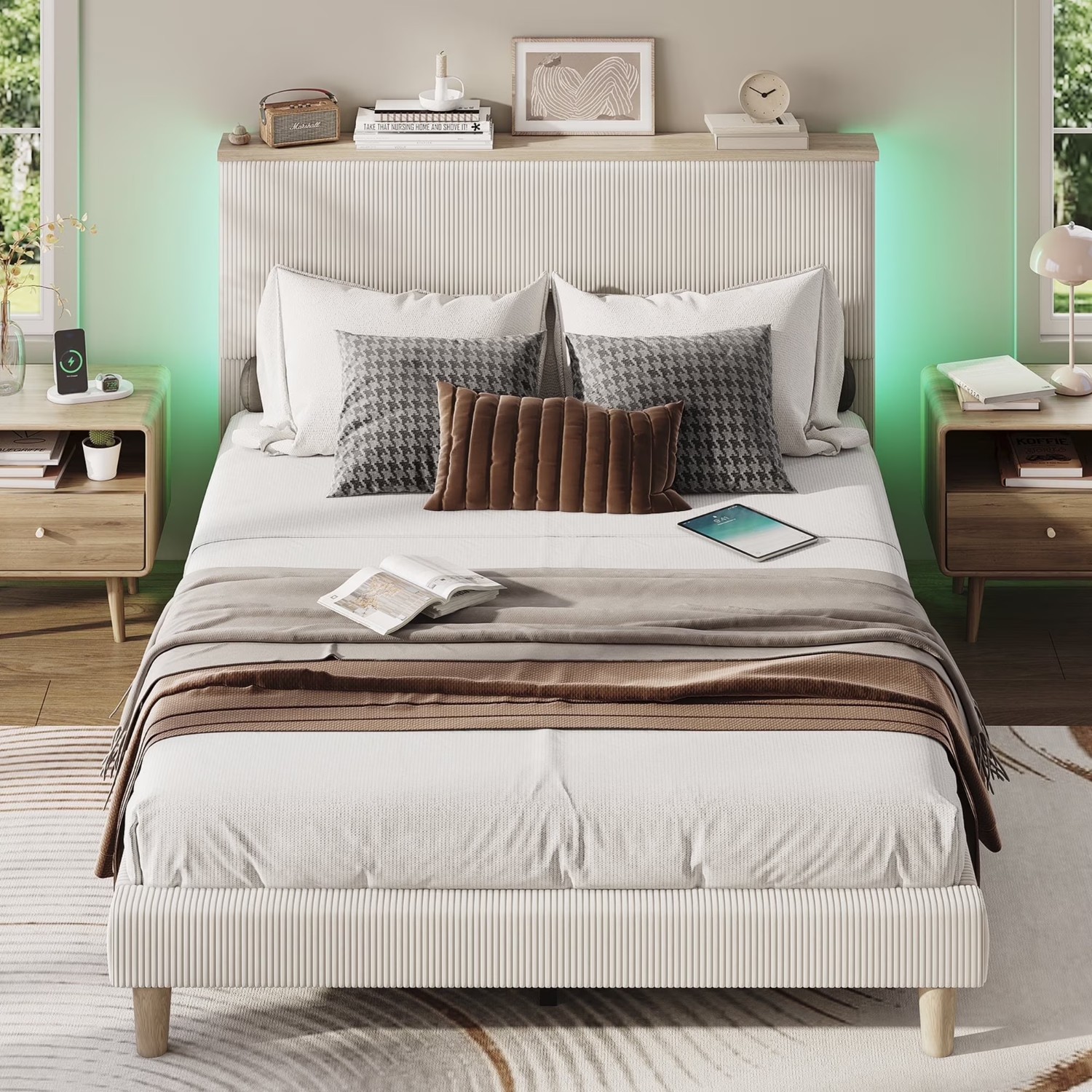 Bestier USWMB01-B701253C-OWHT Queen Platform Bed with Adjustable Storage 21090₽