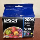 Epson T200XL-BCS Black & 200 Cyan Magenta Yellow Ink Cartridges Exp 4/2026