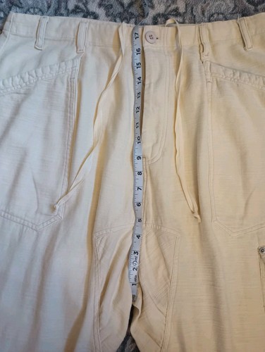 Free People Bay To Breakers Cargo Pants Large Ivory Button Fly Balloon NWT - Picture 14 of 15