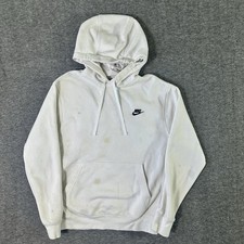 Nike Sportswear Club Fleece Pullover Hoodie Size Medium White Swoosh Sweatshirt