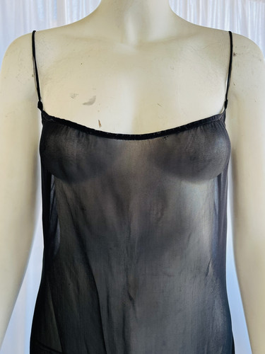 Blumarine abito slip vintage anni 90 in chiffon di seta trasparente - Foto 2 di 11