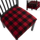 Christmas Dining Chair Seat Covers Set of 4, Buffalo Plaid Xmas Seat Covers for 