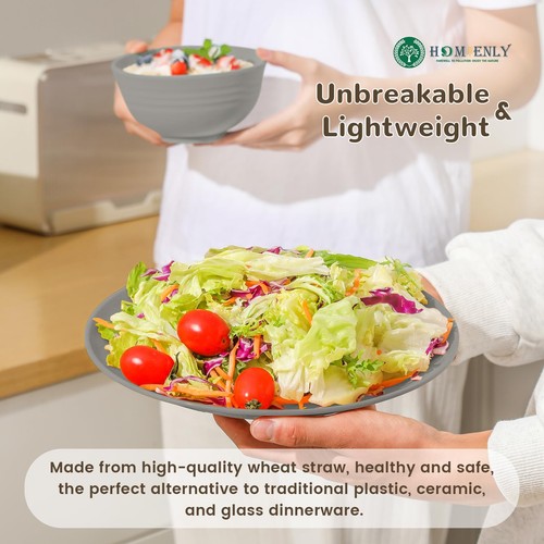 40-Piece Wheat Straw Dinnerware Sets, Non Breakable Dinnerware, Cups, Plates ... - Picture 5 of 8