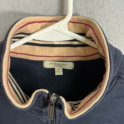 Burberry London Pullover Erwachsene Large blau Sweatshirt mit durchgehendem Reißverschluss 100 % Baumwolle Herren - Bild 8 von 12