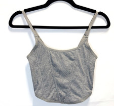Colsie Women Corset Top Gray Size M Mesh Panel Adjustable Straps Stretch Bustier