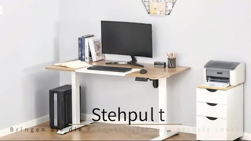 Bureau électrique cadre de table avec moteur réglable en hauteur métal blanc - Vidéo 1 sur 1