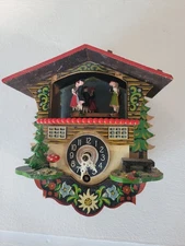 Vintage Small Wooden German Swiss Chalet Hanging Cuckoo Clock