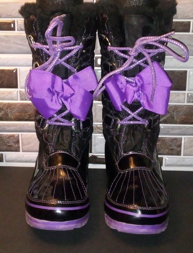 JoJo Siwa Schneestiefel Damengröße 5 schwarz/lila wasserdicht isoliert Mitte Winter - Bild 2 von 6