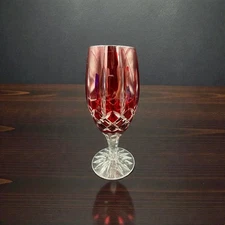 Ajka Arabella Lead Crystal Bohemian Ruby Red Cut to Clear Iced Tea Goblet Glass