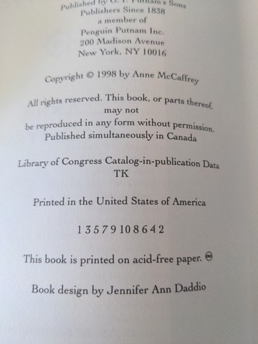 Uncorrected Proof Freedom's Challenge by Anne McCaffrey 1998 PB ARC - Picture 3 of 8