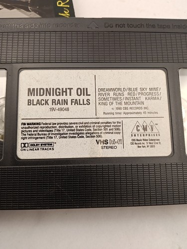 Midnight Oil Black Rain Falls 1990 CMV Enterprises VHS Hi-Fi Movie CBS Music - Picture 4 of 5