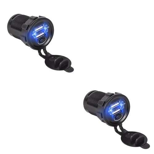 2 Stück Dual USB Auto Ladegerät Dual USB Steckdose mit Schalter Handy Ladegerät - Bild 4 von 12