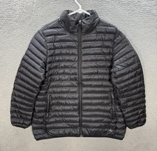 Cabelas Jacket Womens XL Black Duck Down Puffer Coat Full Zip Outdoors Winter