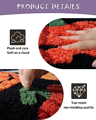 DEXDE Herbst Halloween Badteppiche Läufer Kürbisse lang Badematte für Herbst  - Bild 6 von 7