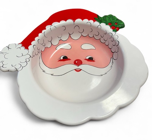 Vintage Ullman geformt Kunststoff Santa Gesicht Weihnachten Party Schüssel Platte Dekor - Bild 4 von 4