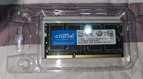CRUCIAL 8GB DDR3L, 1600 SODIMM, CT102464BF160B.M16FP (NEW) - Picture 1 of 2