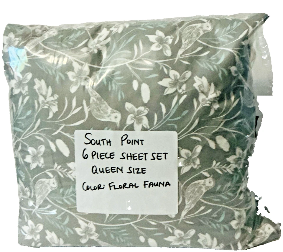 Southpoint Home 时尚 6 件套印花床单套装 - 大号 - 花卉动物 — 第 3/3 张图片
