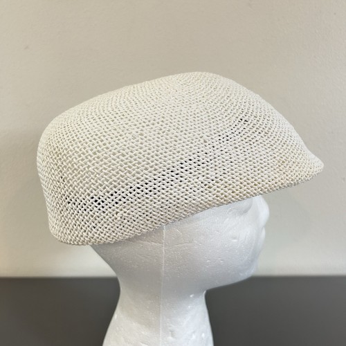 VTG Pendleton Straw Hat White Cabbie Newsboy Woven USA A176-701 Hipster Size M - Picture 3 of 12