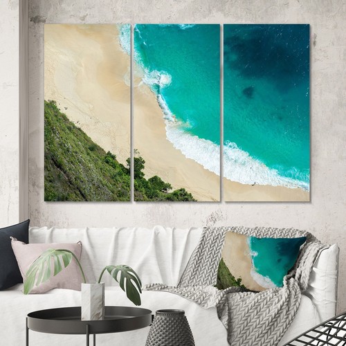 Designart "Aerial View Of Tropical Beach VI" Nautical & Coastal Canvas Wall Art
