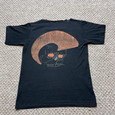 Vintage 80s Skull Mohawk Punk Shirt Mens Small Black Gothic Graphic Tee Biker