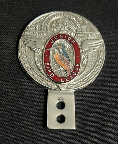 BIRD JUNIOR LEAGUE VINTAGE SPOTTER TWITCHER BICYCLE SCOOTER ENAMEL BADGE EMBLEM - Picture 3 of 8