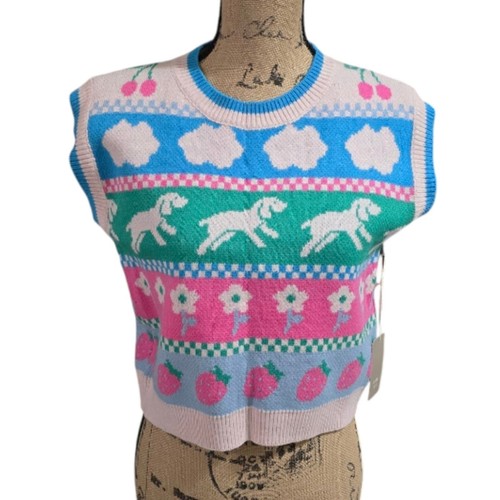 Maglione maglia fiori ciliegio cane fragola fantasia colorato Luna Ivy piccolo - Foto 1 di 6