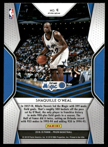 Shaquille O'Neal 2018-19 Panini Prizm Dominance Silver #4 - Bild 2 von 2