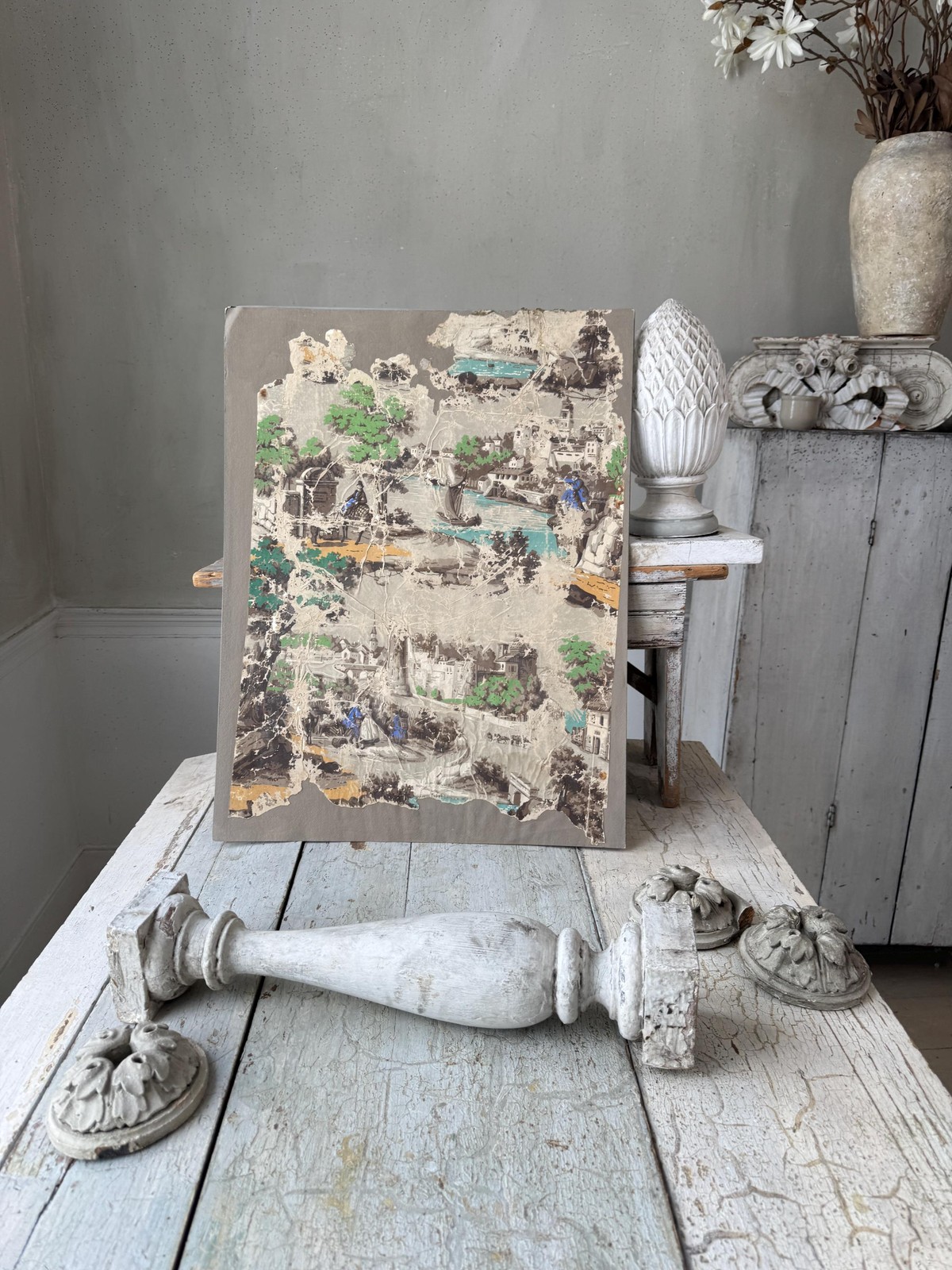 25x20 Wallpaper French Hand Block Antique Wall Art design frameable Louis XVI E