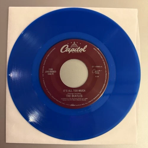 The Beatles It's All Too Much 7" Blue Vinyl Single Capitol Records