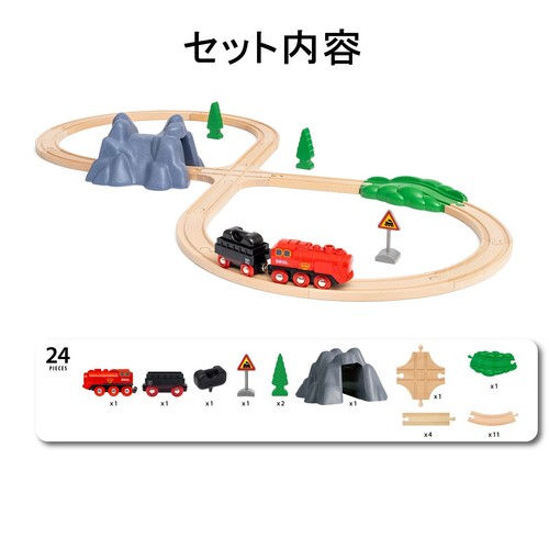 BRIO WORLD Steam Engine Train Set Total 24 Pieces Wooden Rail Brand New - Picture 2 of 4