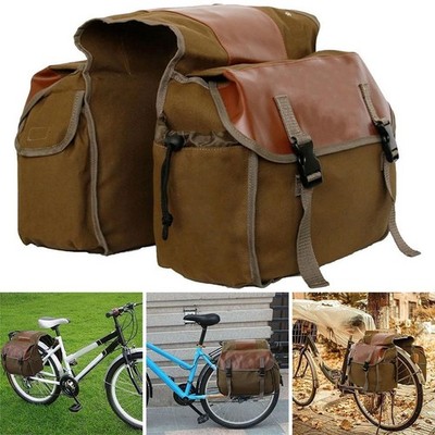 40L große Canvas Leder Patchwork Fahrrad Satteltasche Fahrrad Rücksitz Gepäckträgertasche