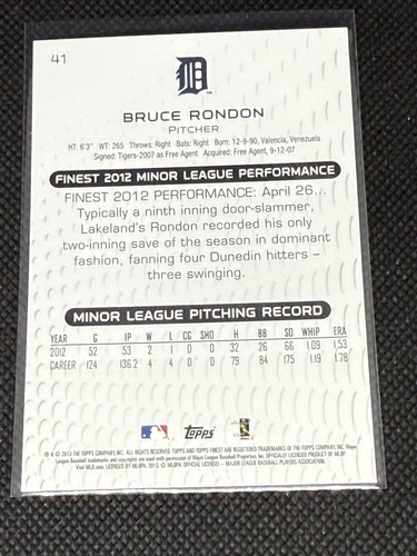 2013 Topps Finest - Bruce Rondon #41 (RC) - Bild 2 von 2
