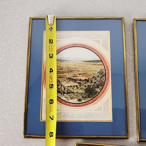 Framed Desert Landscape Art Prints Handmade Brass Frame Set of 3 Hanging 6x8" - Picture 18 of 19