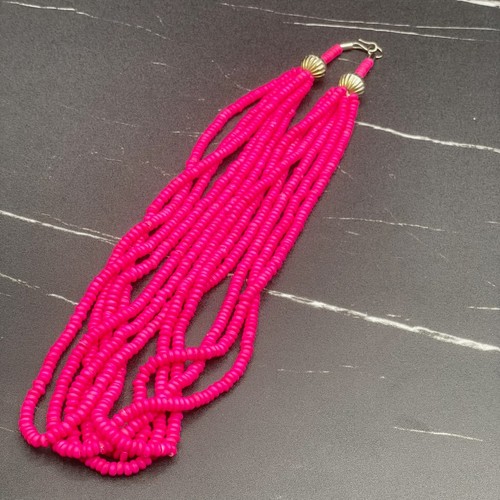 Collar Gargantilla Barbiecore Moda Multi-Hebra Cuentas Madera Teñida Rosa Neón - Imagen 16 de 19