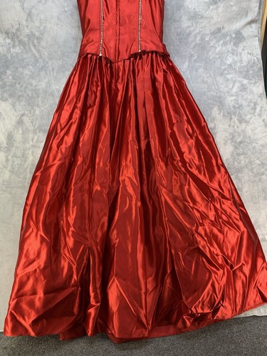 Gunne Sax by Jessica McClintock Vintage rot Satin Korsett Kleid Gr. 9/10 - Bild 6 von 9