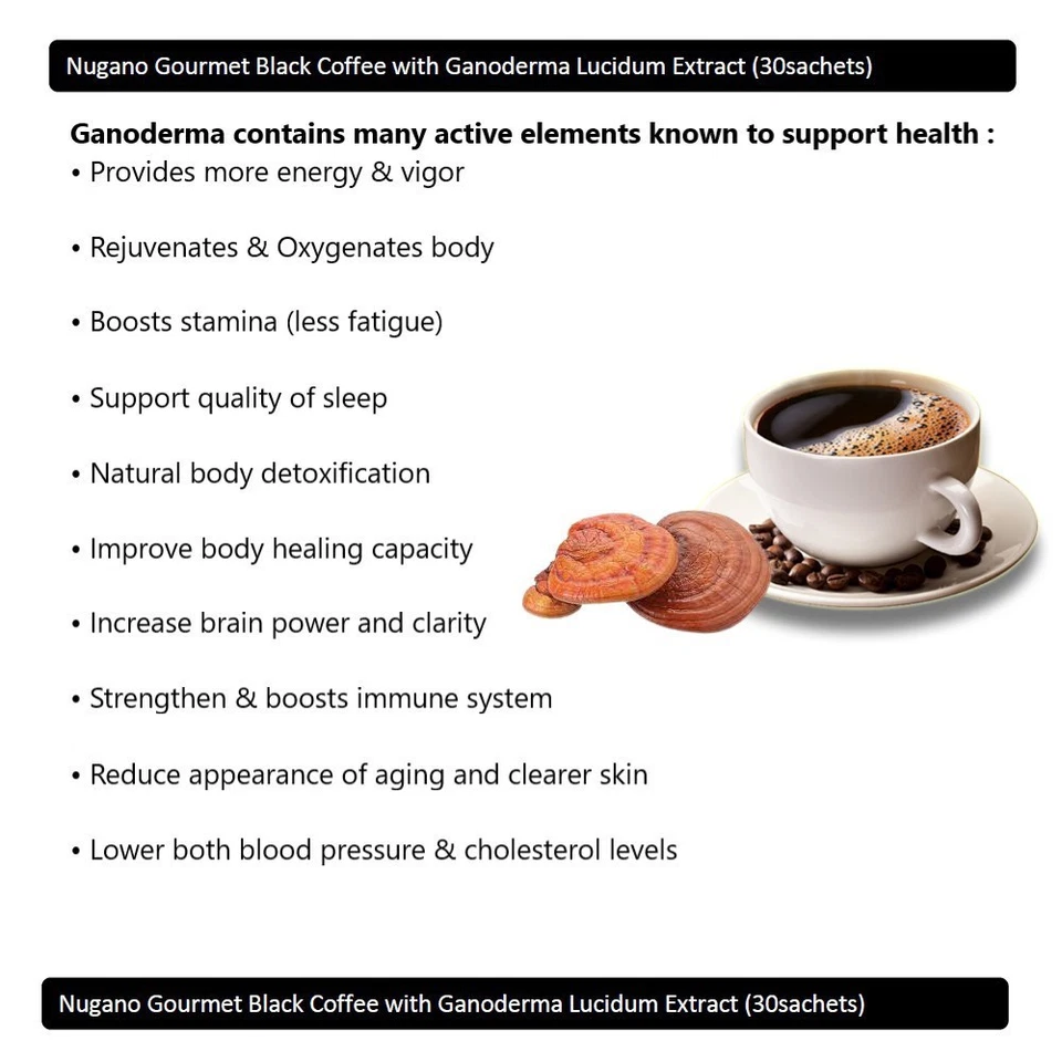 6x Nugano Premium Black Coffee Ganoderma Sugar Free  100% Natural Coffee Beans - Image 3 of 4
