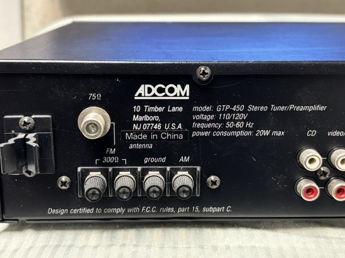 ADCOM GTP-450 Tuner Preamplifier Pre-Amp Radio AM/FM - No Remote Excellent - Picture 5 of 6