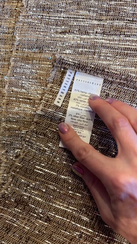 Pottery Barn Gold Metallic Hemp-Cotton Table Runner Placemat Set of 4 Cottage - Picture 5 of 7