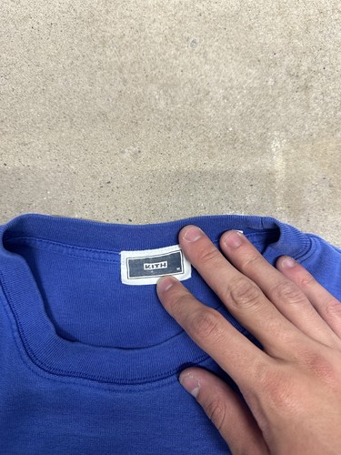 Kith Quinn Pocket T-Shirt Seriff Logo Heather Blue Size Medium - Picture 4 of 4