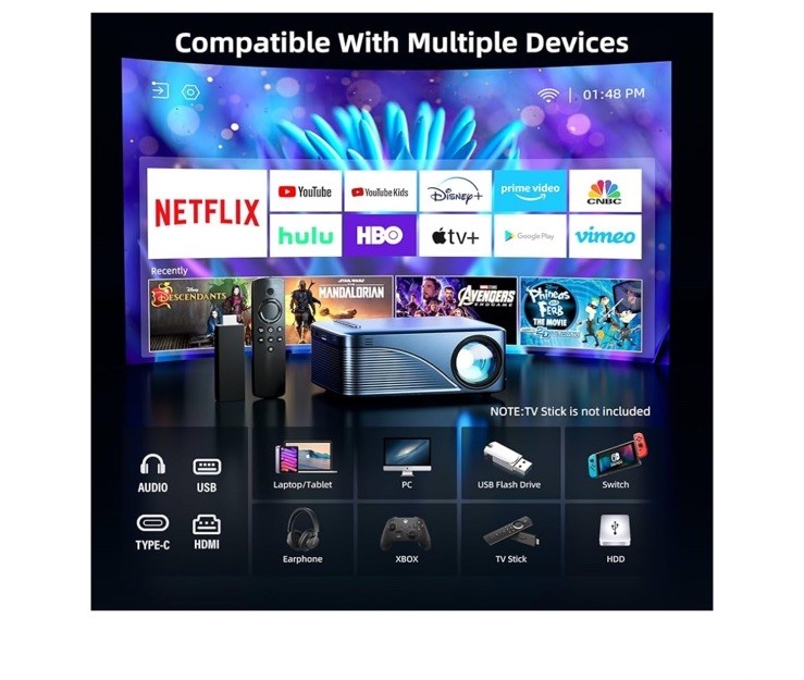 vamvo Mini Projector WiFi Portable Movie Projectors, 