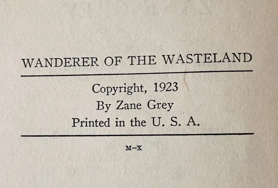 Zane Grey Wanderer of the Wasteland 1923 1-е издание HC Western Classic - Изображение 2 из 4