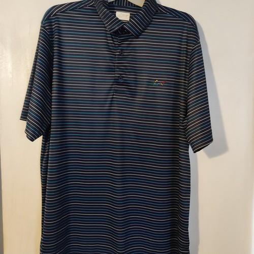 Greg Norman Golf Poloshirt, Gr. L, blau mit Querstreifen, Hai, sehr guter Zustand