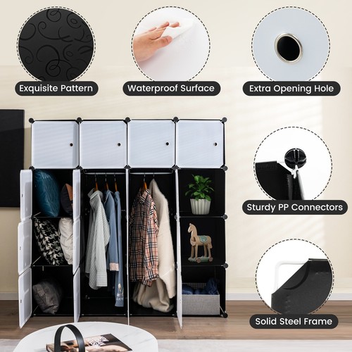Giantex 16-Cube DIY Wardrobe Portable Closet Clothes Storage Cabinet Organizer - Picture 7 of 20